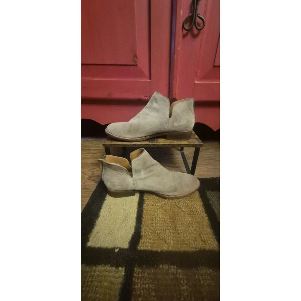 Kork Ease Renny Women's 9 Taupe Distressed Suede Leather Booties Boots Fall EUC